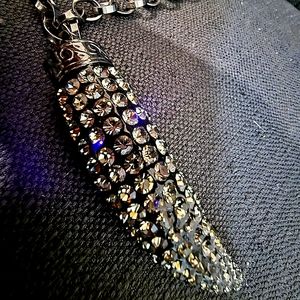Vintage black Swarovski crystal tooth necklace